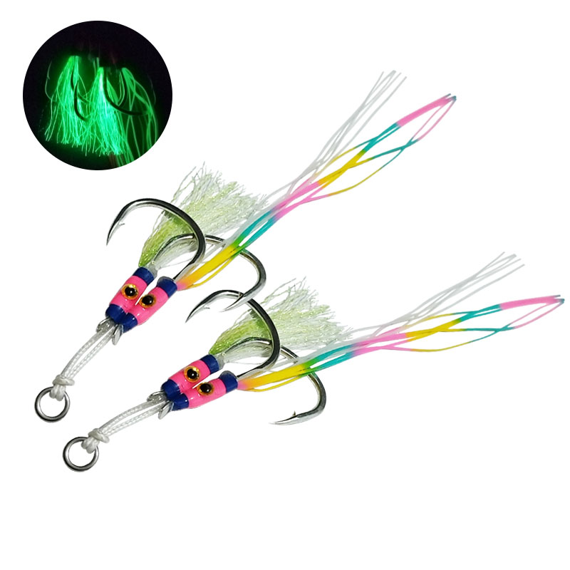 Fishing Hook Assortment - 2Pairs/bag Glow Jig Lure Hooks High